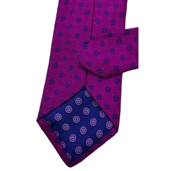 TED BAKER Silk Tie USA Pink Geometric W:3" EUC - Picture 4 of 4